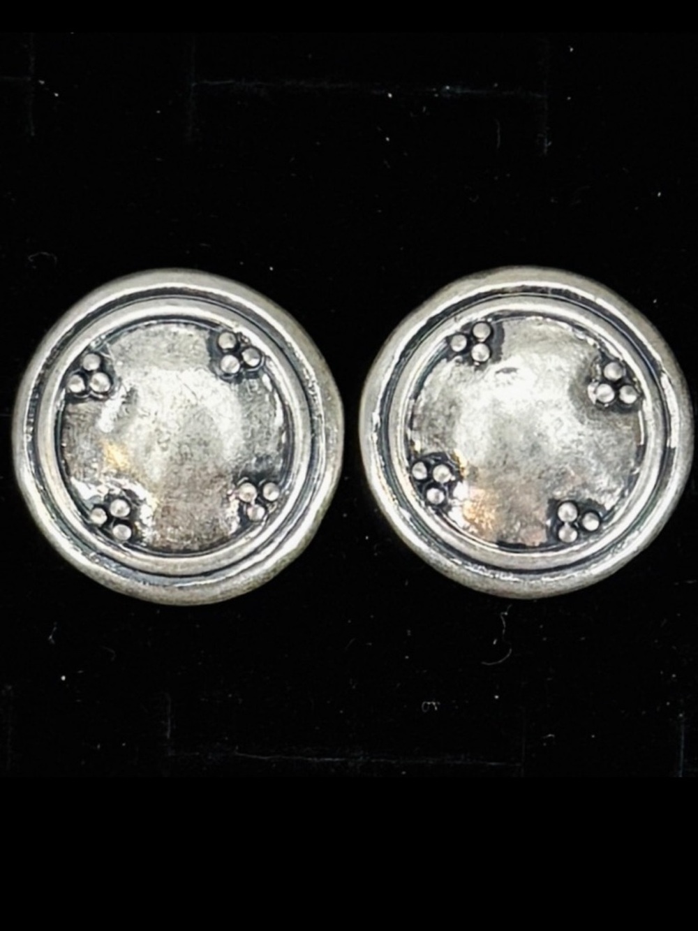 Vintage Silvertone modernist pierced earrings
